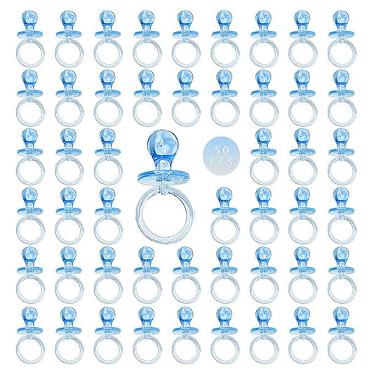 50 Pieces 2.75 Inch Baby Pacifier Baby Shower Plastic Pacifier for Baby Shower Pacifier, Baby Shower Gender Show Party Decoration DIY Baby Shower Birthday Party Gift (Blue)