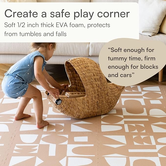 Lillefolk Baby Play Mat for Floor – 6x6ft Terracotta | Non Toxic Premium EVA Foam Tiles for Early Development Play, Crawling & Playroom – Waterproof Interlocking Mat for Babies & Toddlers (9 Tiles)