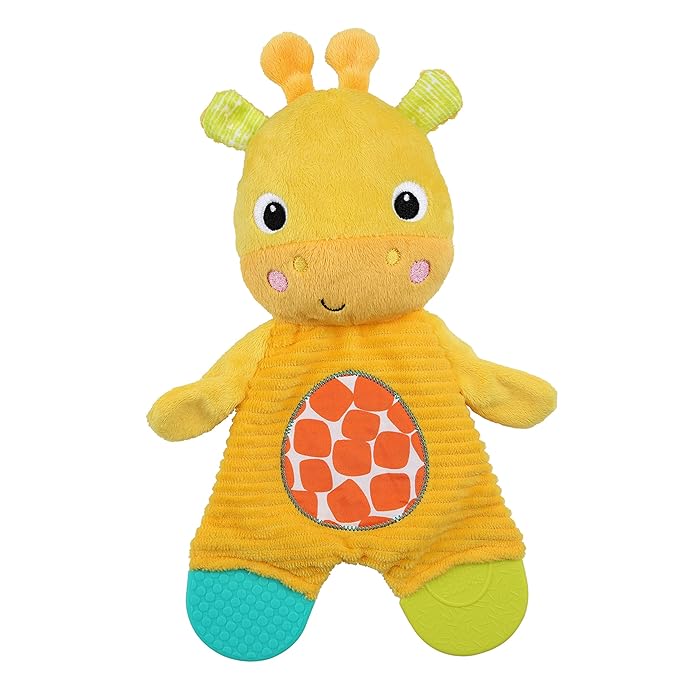 Bright Starts Snuggle & Teethe BPA-Free Crinkle Teething Plush Baby Toy - Giraffe,(Pack of 6)