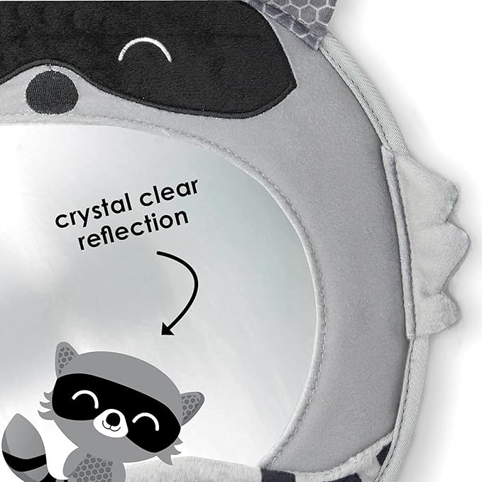 Diono Easy View Racoon Character Baby Car Mirror, Safety Car Seat Mirror for Rear Facing Infant, Fully Adjustable, Wide Crystal Clear View, Shatterproof, Crash Tested (Pack of 2)