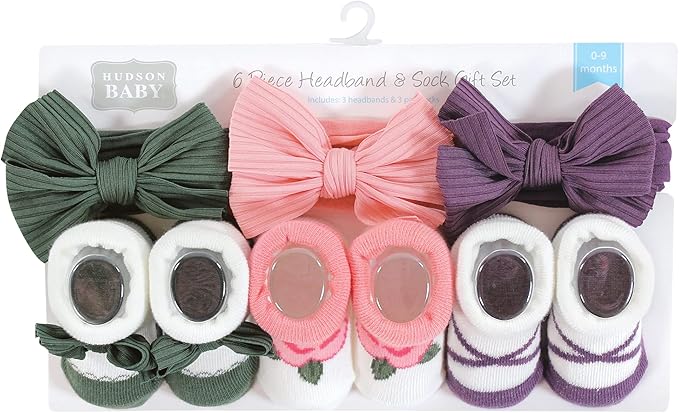 Hudson Baby Girl's Headband and Socks Giftset