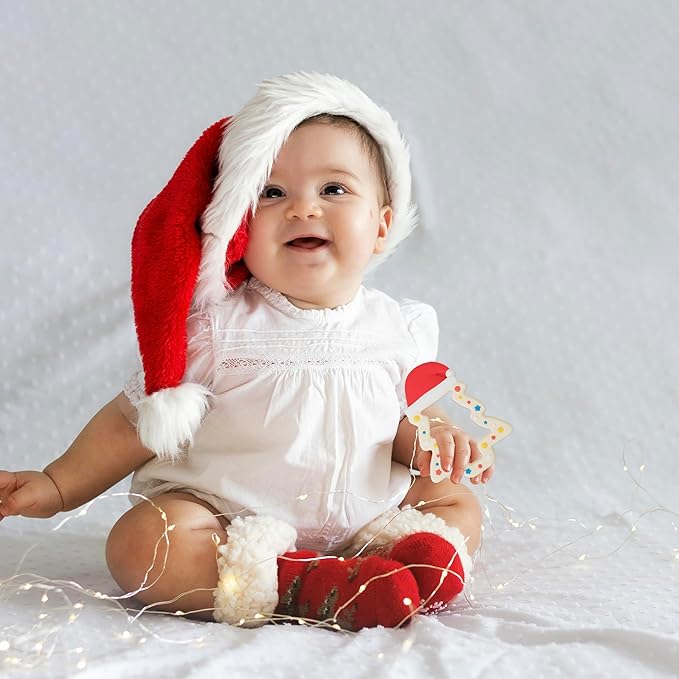 Jimibaby Christmas Teether - Teething Toy for Baby Boys & Girls, Ideal Stocking Stuffer, Comes with Gift Package (Christmas Hat)