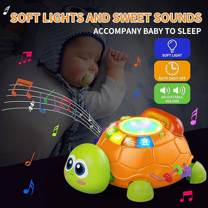 Letapapa Baby Toys 6 to 12 Months, Musical Turtle Baby Toys for 12-18 Months, Crawling Toy with Light & Sound, Educational Toy Birthday Gift for Baby Infant 3-6 7 8 9 10 Months 1 2 Year Old Toddlers