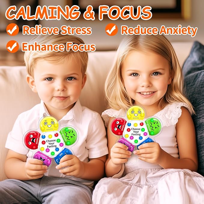 KidSquare Color Sorting Sensory Toys for Kids with Autism, Autistic 5-7, Gifts for Kids, Feelings Wheel Social Emotional Learning Activities, Fine Motor Skills Calming Fidget Toys, Ages 3+