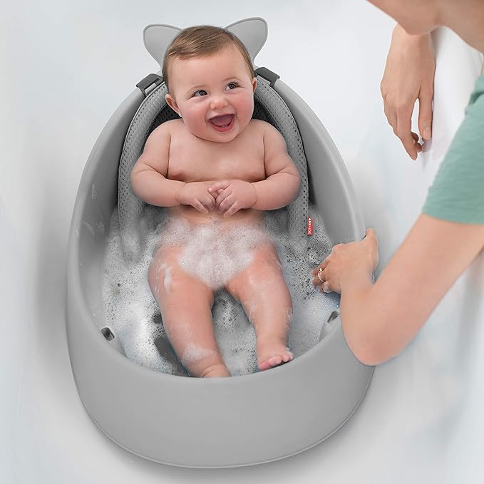 Skip Hop Baby Bath Tub, 3-Stage Smart Sling Tub, Moby, Grey (Pack of 2)