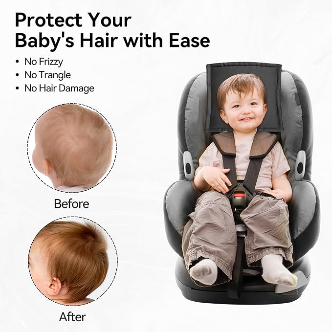 Silky Head Carseat Cover for Baby Satin Car Seat Head Cover Silk Feeling for Babies Headrest Protector for Girls Infant Sleeping Hair Protection 2pcs Pink and Black