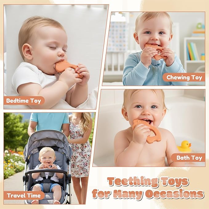 Silicone Teething Toy for Babies - 2ooya Zebra Infant Teething Relief Chew Toys Toddler Sore Gums Pain Food Grade Silicone Animal Theme Teether for Newborn 6-12 Months Baby Shower Birthday Gift