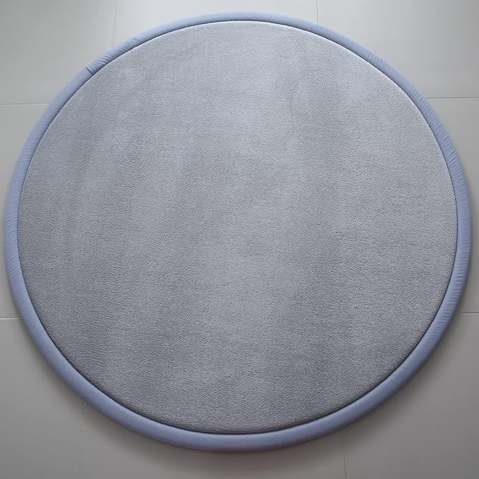 Loartee Thick Kids Round Rug - Coral Velvet Area Rugs, Memory Foam Circular Carpet for Nursery Playroom Home Decor Dormitory, Diameter 71 inch, Gray