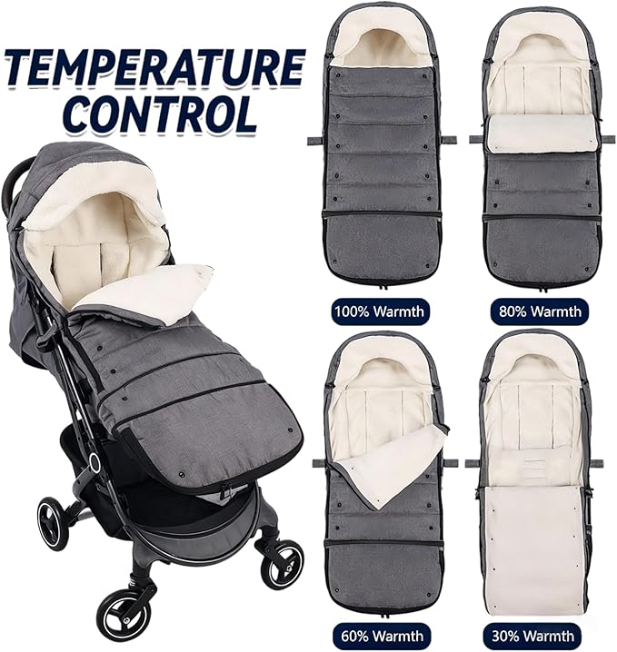 Baby Stroller Footmuff Winter - Universal, Expandable, Warm Infant/Toddler Cover, Cold-Weather Buggy Warmer, Stroller Bunting/Sleeping Bag, Waterproof Winter Cover, Stroller Accessories