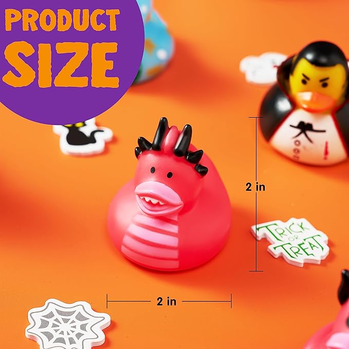 JOYIN 18 PCS Halloween Rubber Ducks, Halloween Ducks for Halloween Party Favors Decorations, Rubber Duckies Baby Bath Toys for Goodie Bag Fillers School Classroom Carnival Game Prizes
