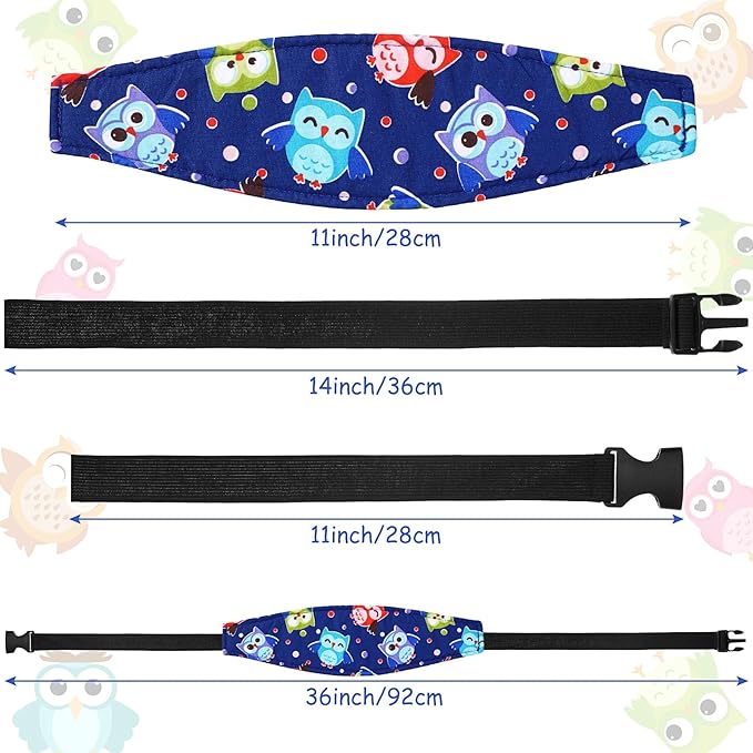 HESTYA 2 Pcs Carseat Head Support Toddler, Stroller Seat Headrest for Sleeping Traveling, Neck Relief Headband Strap for Kids Children Toddler Infant(Elephant and Owl)