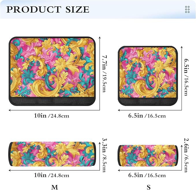 2 Pack Gold Turquoise Pink Flowers Car Seat Belt Covers Universal Seatbelt Covers Shoulder Pads Cushion for Adults Kids Women Men