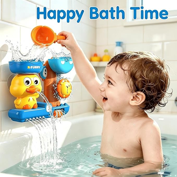 Bath Toys for 1 2 Year Old Boys: Cute & Fun Duck Bathtub Toys Toddlers 2-4 - Suction Bath Toys for Kids Ages 1-3-5 - Birthday Gifts for 1 2 3 Year Old Boy (Blue)