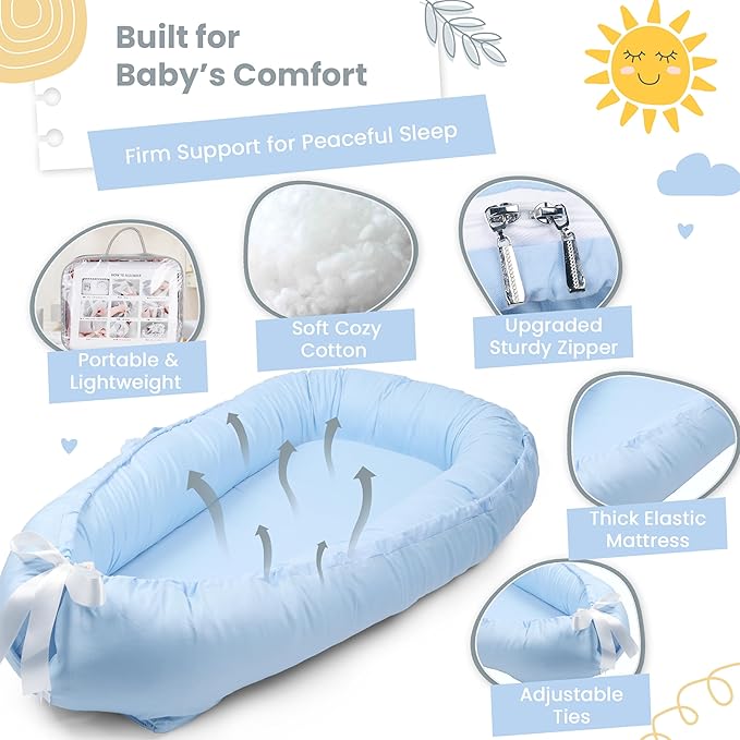 Baby Lounger - Breathable & Soft Baby Lounger for Newborn 0-24 Months, Soft Portable Baby Lounger Pillow, Newborn Babies Essentials, Snuggle Lounger Me