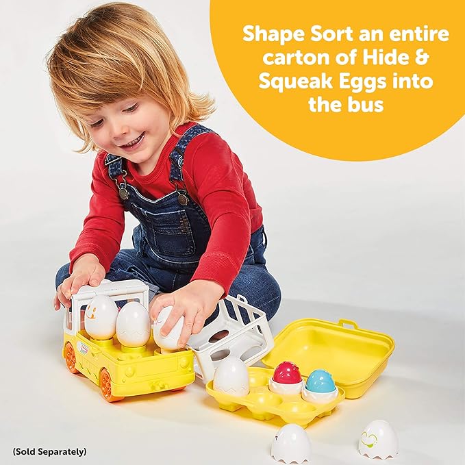 Toomies Tomy Hide and Squeak Egg Bus Baby Toy, Educational Shape Sorter with Colours and Sound, Easter Toy for Babies, Baby Push-Along Toy for Toddlers, Baby Boys & Girls Aged 1, 2 & 3 Year Olds