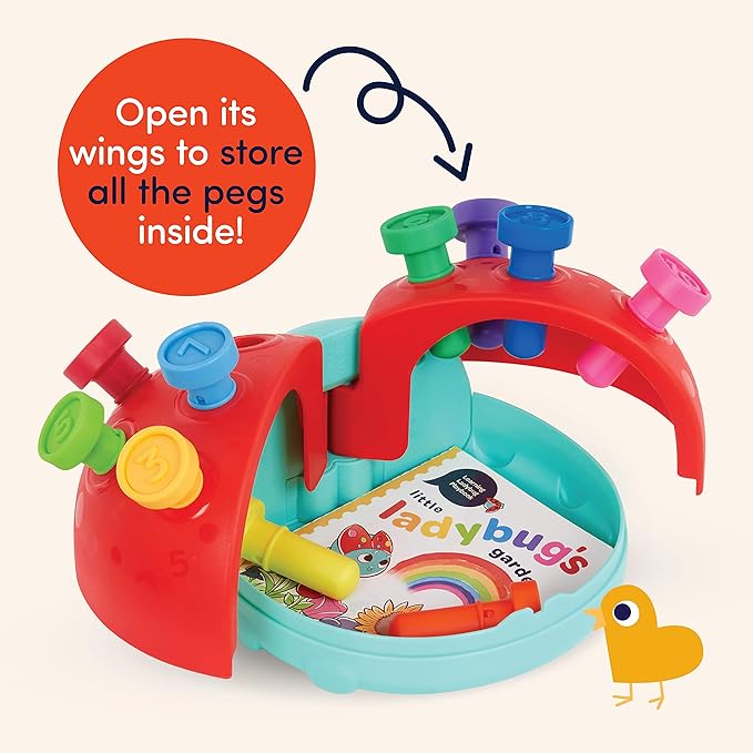 Battat Education – Fine Motor Peg Toy for Toddlers & Kids, Montessori Educational Developmental Learning Ladybug with Colorful Stacking Fun, Early Skills Development Toy for Preschoolers 18+ Months