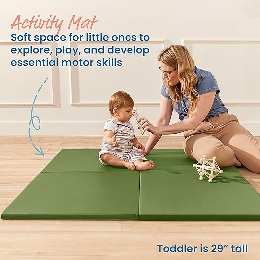 ECR4Kids SoftZone Play Patch Activity Mat Squares, Modular Playmat, Hunter Green, 4-Pack