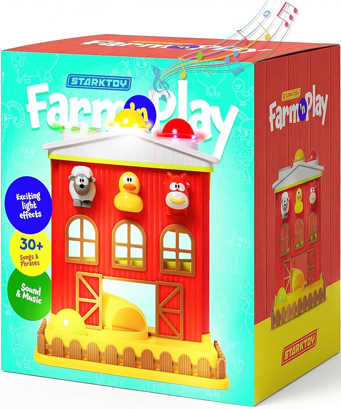 Pound A Ball Barn House with Lights & Music, Easter Basket Stuffers for Toddler, Fun Learning Toy Gift for 8 12 18 24 Month Old Baby and Toddlers 1-3, Montessori, Toys for 1 Year Old Boys and Girls