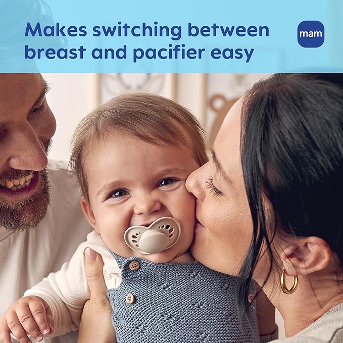MAM Original Latex Baby Pacifier 6-16 Months, Binky for Newborn Babies, BPA-Free Skin Soft Silicone Nipple, Easy to Clean, Developed with Medical Experts, 2 Count, With Sterilizer Case, Made in Europe