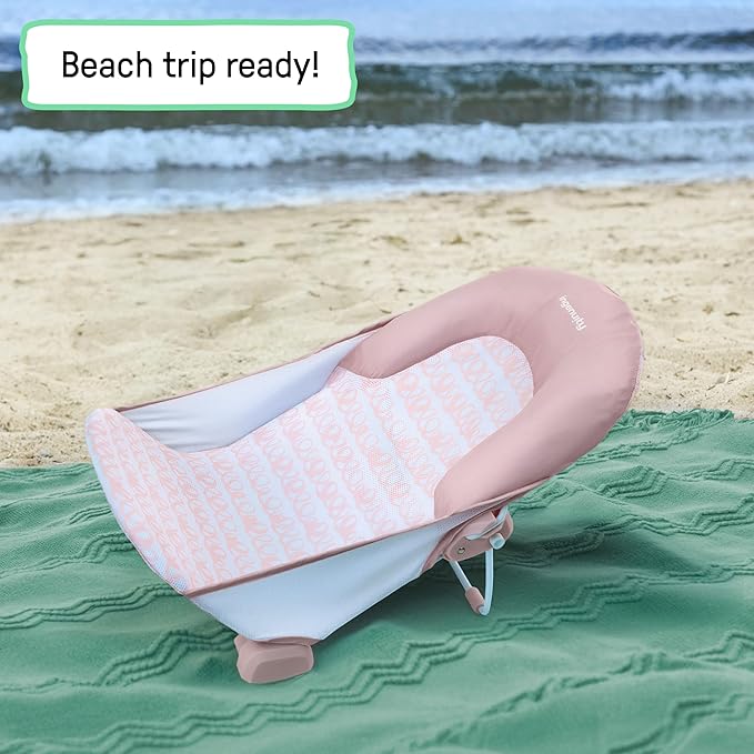 Ingenuity Tuckaway Toddler Folding Tub & Foldaway 2-Position Baby Bath Seat, Portable Bathtub for Travel, Adjustable Support for Sink or Shower, Easy to Clean, Ages 0-5 Years