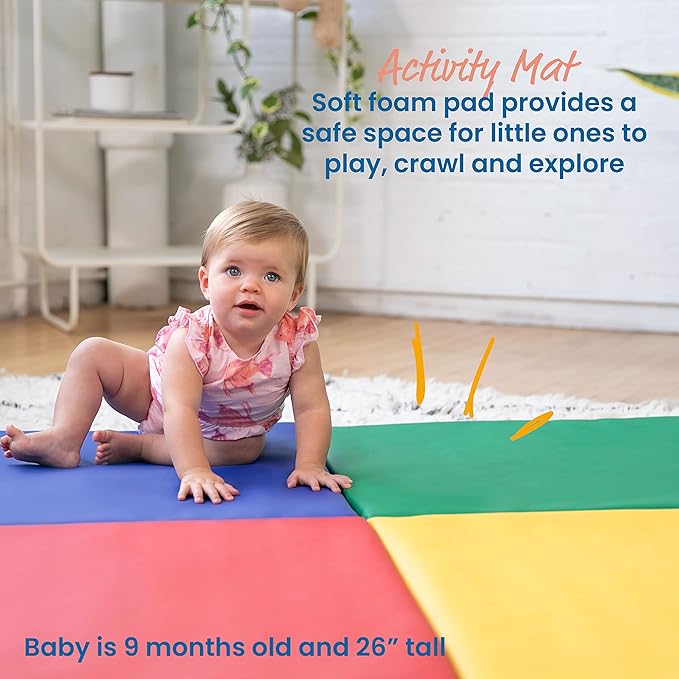 ECR4Kids SoftZone Quad Fold-N-Go Activity Mat, Folding Playmat, Contemporary