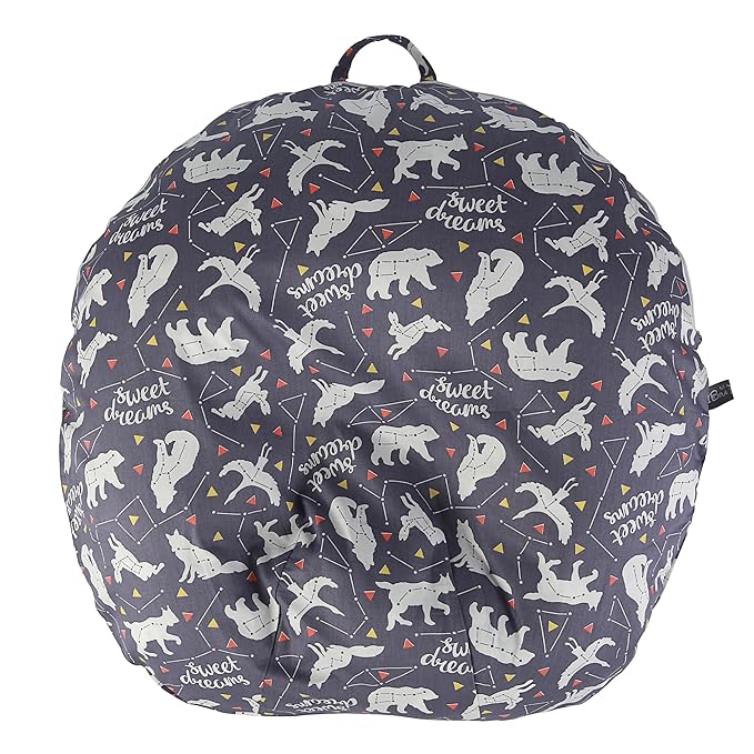 IBraFashion Newborn Lounger Cover - 100% Cotton for Boppy Original Lounger - Hypoallergenic & Machine Washable Replacement Cover Neutral Zodiac Astronomy Pattern(Grey, Sweet Dreams)