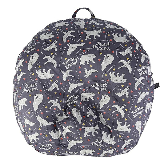 IBraFashion Newborn Lounger Cover - 100% Cotton for Boppy Original Lounger - Hypoallergenic & Machine Washable Replacement Cover Neutral Zodiac Astronomy Pattern(Grey, Sweet Dreams)
