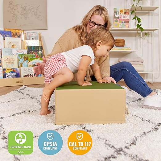 ECR4Kids SoftZone Junior Pedestal Play Block Corner Climber, Beginner Playset, Earthtone