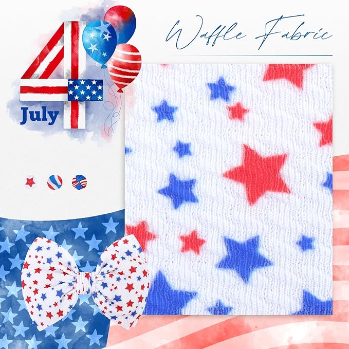 YanJie 4th of July Patriotic Headbands - Red, White & Blue Bows for Newborns, Baby Girls & Toddlers
