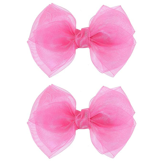 Hot Pink Mesh Hair Bow Clips 4" Organza Double Tulle Bow Barrettes Alligator Hair Pins Boutique Birthday Party Dress outfit Decor Accessories Valentines Xmas Gift for Teens Toddler Girls Kids