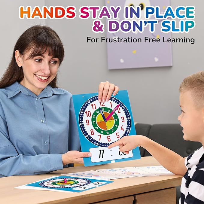 Magnetic Writable Dry Erase Learning Clock for Kids, 13.7'' x 11.2" Teaching Demonstration Clock for Kid to Tell Time, Perfect for Home School Classroom Supplies, Pen Included