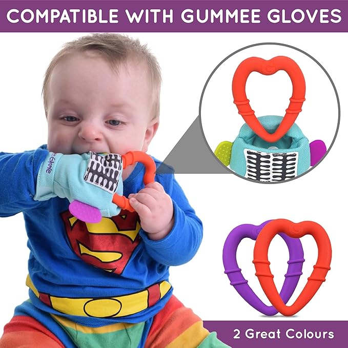 Gummee Heart-Shaped Silicone Baby Teether Teething Ring BPA Phthalate Free Non Toxic Toy 3 Months+ Red