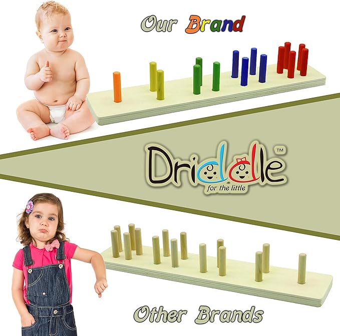 Driddle Wooden Educational Sorting and Stacking Toy - Learn Color and Shape Recognition – Puzzle Blocks Toy for Toddlers – Preschool Children Game – Kids Montessori Education