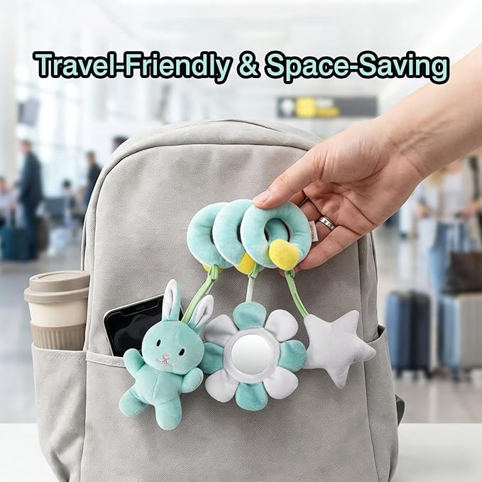 Multi-Use Baby Spiral Activity Toy – Spiral carseat Toy for Car Seat, Stroller,Play Gym, Keeps Baby Quiet, Easy Travel Solution