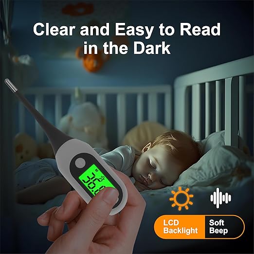 2 Pack Digital Thermometer for Adults Kids Babies,Measures in 16 Seconds with Flexible tip and Fever Alarm, Accurate Oral Rectal Underarm Thermometer with 3 Colors Back Light