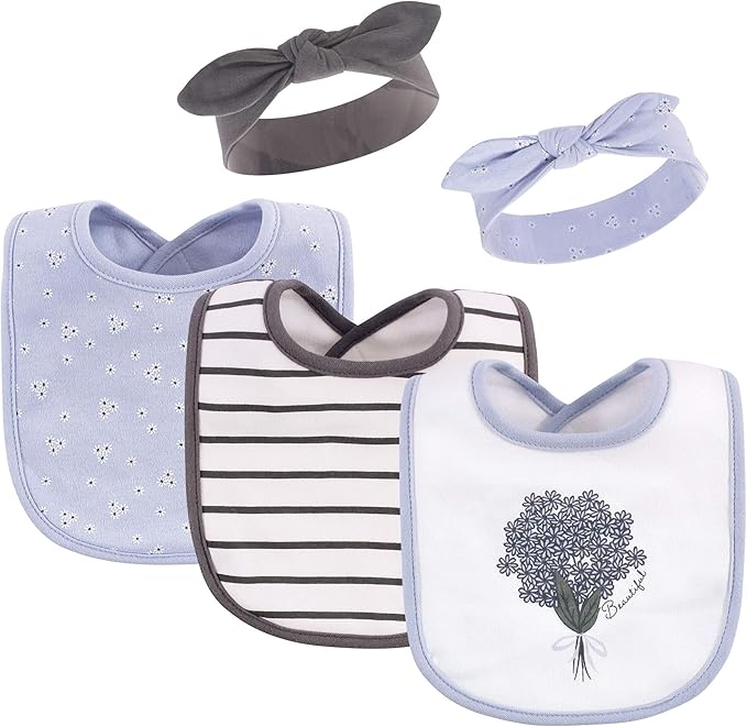 Hudson Baby Unisex Baby Cotton Bib and Headband Set