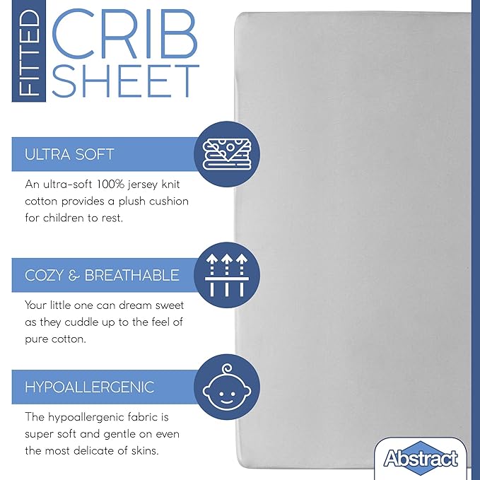 Pack n Play Fitted Sheet – Super Soft, 100% Natural Jersey Cotton – 27” x 39” – for Boys and Girls, Fits Pack n Play, Playard and Foldable Mattresses - Covered Elastic Hem – Solid Gray