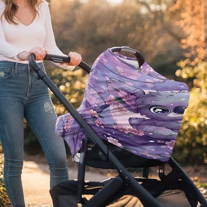 GIFTPUZZ Koala Nursing Cover for Breastfeeding Car Seat Cover All Weather Scarf Sunshade for Boys Girls Ultra-Soft Car Seat Canopy Breathable Multipurpose Light Blanket Stroller Cover