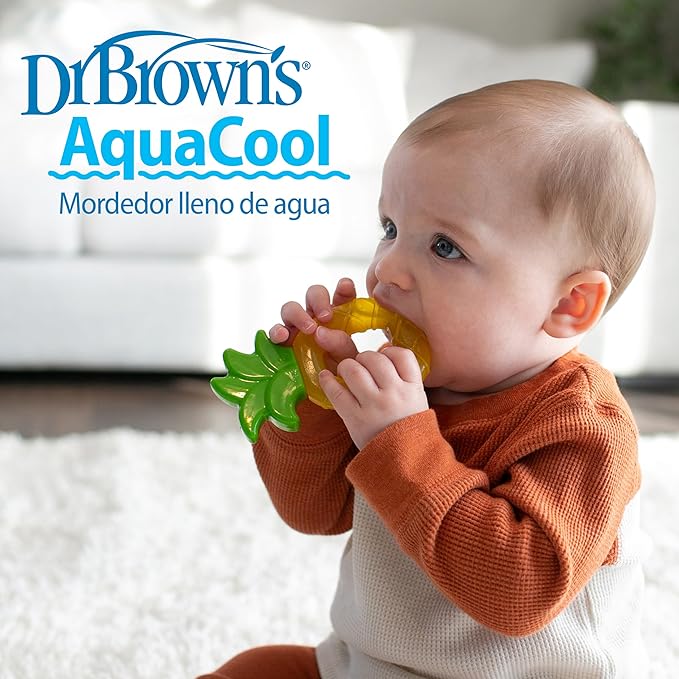 Dr. Brown's AquaCool Water-Filled Teether, Cooling Baby Teether Toy for Sore Gums, Apple Pineapple, BPA-Free, 3m+, 4-Pack