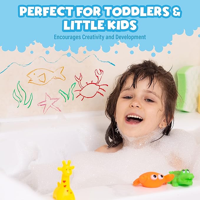 Tub Works® Bath Paint Sticks™ Bath Toy, 12 Count | Nontoxic, Washable Bathtub Paint for Kids & Toddlers | Twistable Sticks Draw Smoothly on Tub Walls | Smooth, Vibrant Alternative to Bath Crayons