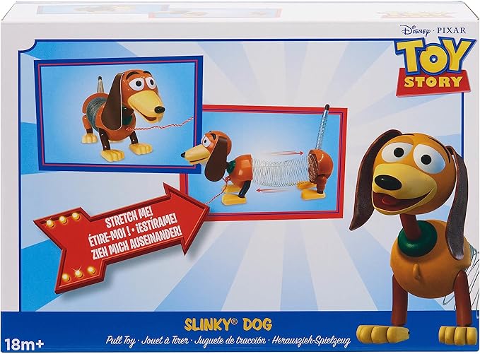 Disney and Pixar Toy Story Slinky Dog Pull Toy, Walking Spring Dog Toy, Classic Stretch Toy for Toddlers, Preschool Kids Toys Ages 18 Months and Up, Basket Stuffers by Just Play