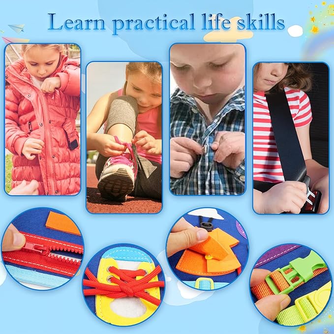 Busy Board for Toddlers 1-3 Sensory Busy Book for 1+ Year Old Boys Girls Montessori Learning Activity Books Birthday Christmas Toddler Gift (Planet)
