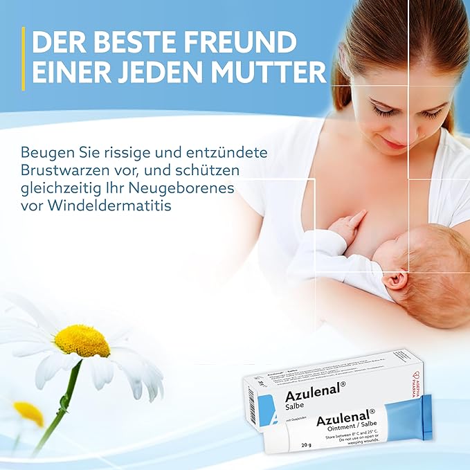 Azulenal Ointment with Guaiazulene | Wound and Healing Ointment for Diaper Rashes, Itches, Cuts, Burns, & Sore Nipples | Suitable for Use for Babies and Nursing Mothers | Made in Europe