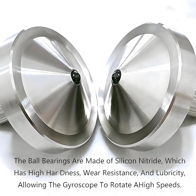 Stainless Steel Spinning Gyro, 5-11 Minutes, Dual Ball Bearings,Long-Lasting Spin for Adults to Relieve Stress, CNC Machined, Great Time Killer,Stress-Relief Toy. (Double Head Rotation)