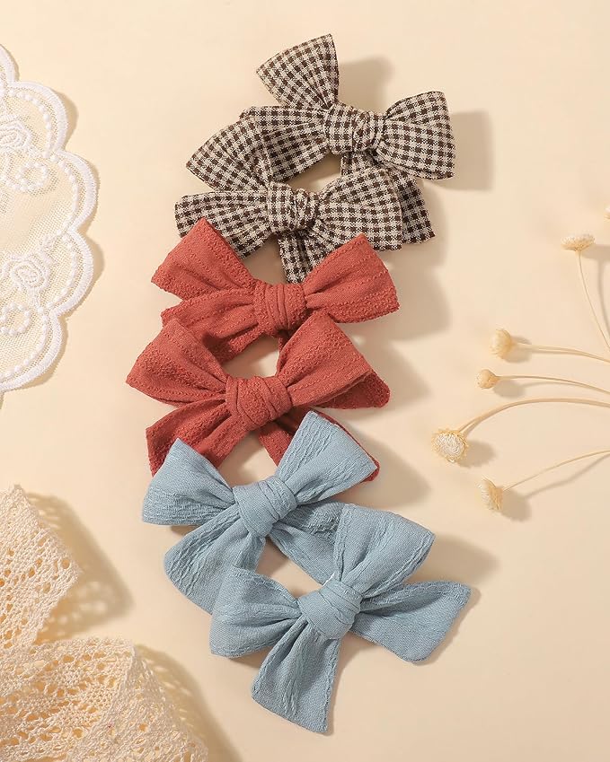 doboi 20PCS Baby Girls Linen Hair Bows Clips Fully Lined Hair Barrettes Accessories for Babies Infant Toddlers Kids in Pairs
