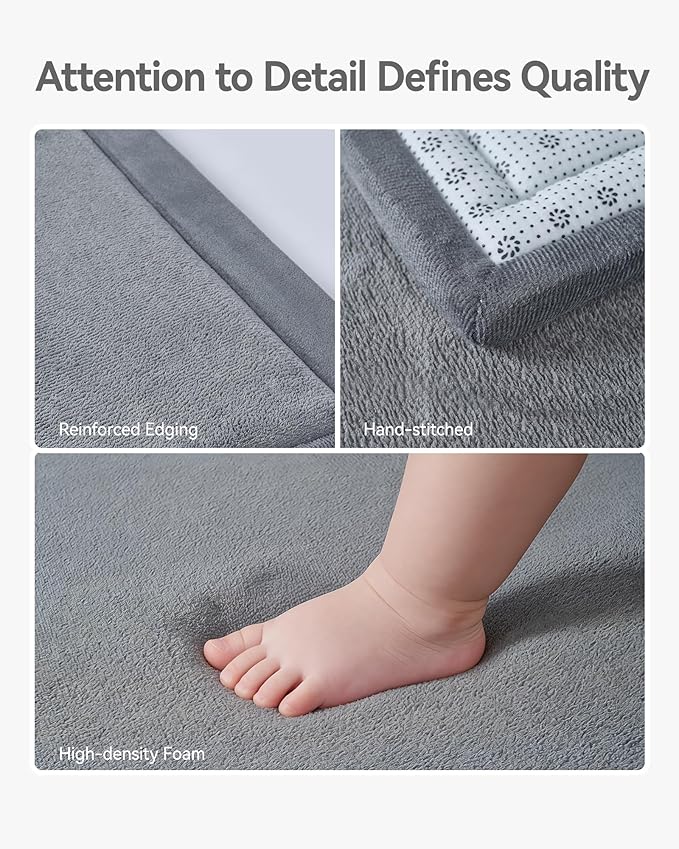 Baby Play Mat for Floor, 1.2" Thick Memory Foam 50"×50" Playpen Mat for Kids, Infants, Toddlers - Soft, Durable Baby Crawling Mat for Tummy Time, Sitting with Non-Slip Bottom (Dark Gray)