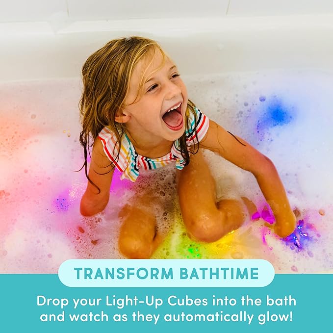 Glo Pals Personalized Insects Theme Water-Activated Light-Up Cubes Bath Toy – 6 Pack Bath Toys for Kids, Custom Name Light Up Bath Cubes, Sensory Bath Toys for Toddlers