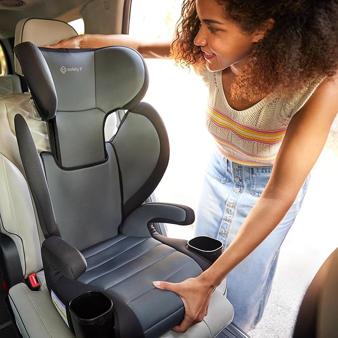 Safety 1st Grow and Go 2-in-1 Booster Car Seat with ComfortWings, Converts High-Back to Backless, 19" Wide, Fits 3 Across, Lightweight, Foldable, Easy-Clean, Cup Holders, 40-100 lbs, Sea Serpent