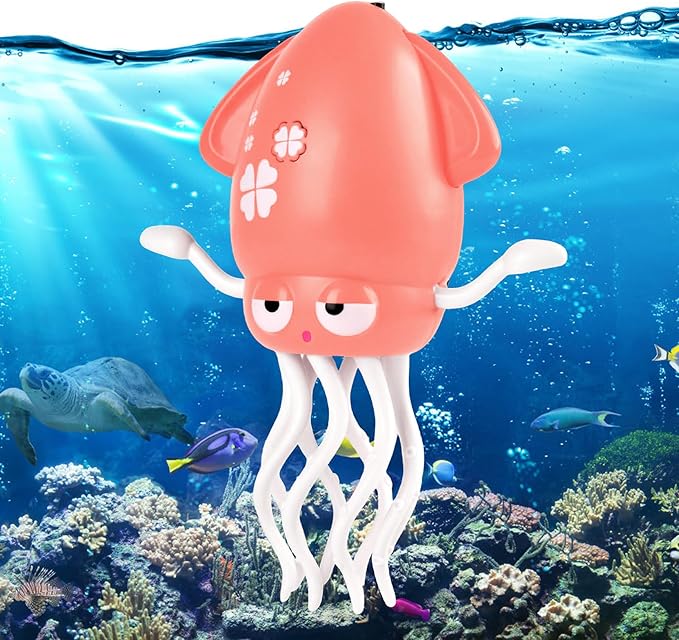 Magic Dancing Octopus Toy, Squid Crawling Toy with LED Light & Music, USB Rechargeable Interactive Baby Toys, Tummy Time Toys for Toddler Boys Girls Birthday (Pink)
