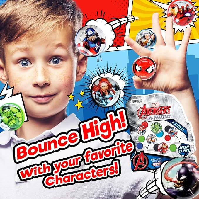 JA-RU Marvel Spiderman Bouncy Superballs Super Hi Bounce 1.2" (1 Pack of 5 Balls) Fidget Balls Small Toys for Kids Prize Premium Giveaways Gift Birthday Supplies A-6805-1
